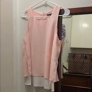 Baby pink with white under layer chiffon blouse